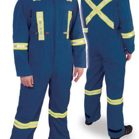 ToughDuck Fire Retardant Coveralls with Reflective Tape - Size 44T - Cool Blue - Picture 2 of 3